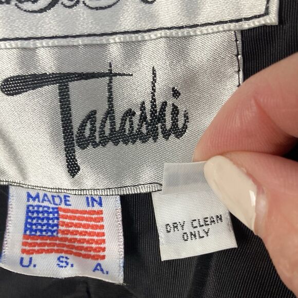 1980s TADASKI *12* Black Velvet Tube Midi Dress Satin Bow Saks Fifth Avenue Vtg - Picture 7 of 12